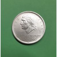 Германия. 5 рейхсмарок. 1929 год. Веймар. 200 лет со дня рождения Лессинга. Редкая! Серебро