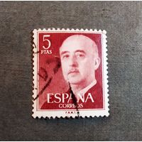 Марка Испания 1955 год. Генерал Франко