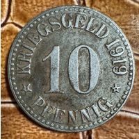Монета 10 пфеннигов 1919 год. Кассель. Веймарская республика.
