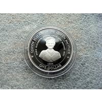 1 доллар 1994 Барбадос. Елизавета. Королева-мать. 94 года со дня рождения. Серебро