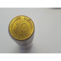 10 пфеннигов Германия ФРГ 1995 год  буква D лот 43