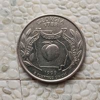 1/4 доллара  1999(D) года США. Квотер штата Джорджия.