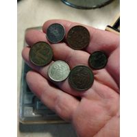 Монеты 6шт РСФСР и европа
