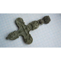 Крестик старинный, нательный. Переливок с энколпиона. Бронза.