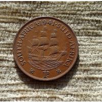 Werty71 ЮАР 1 пенни 1941  Южная Африка Корабль Георг 6