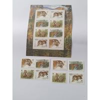 Россия   1993 4 м+кв/блок+общ.м/лист  уссурийский тигр