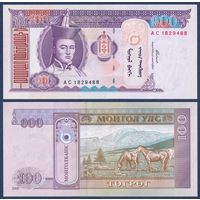 Монголия, 100 тугриков 2000 г, P-65a (AC, Дамдин Сухэ-Батор, лошади), UNC