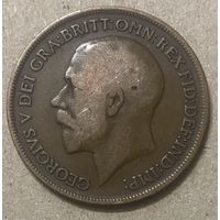 Монета 1 пенни 1913 год. Великобритания. Король Георг V.
