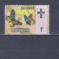 [266] Малайзия,Саравак 1971. Фауна.Бабочки.1 с. Гашеная марка.