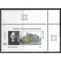 Германия. 300-лет со дня рождения И.Зенкенберга. Врач. 2007г. Mi#2588.