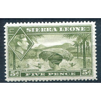 Британские колонии - Сьерра Леоне - 1938/44г. - король Георг VI, ландшафты, 5 P - 1 марка - MNH [Mi 159]. #3-WB-66-A-2