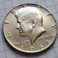 1/2 доллара США. 1968 года .Кенеди. Серебро.