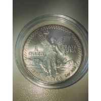 Монета Мексика,Либертад,серебро 999.9 пробы,унция 1985 г.