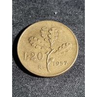 Италия 20 лир 1957