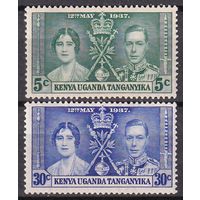 105.BrK. Великобритания. Колонии. Кения, Уганда и Танганьика. Коронация Георга VI и Елизаветы. 1937 г. 5c, 30c. Mi.##49/51.