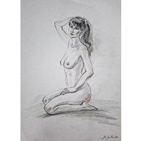 "Обнаженная сидящая" зарисовка а4