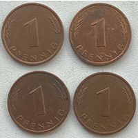 Германия 1 пфенниг 1986 г. J. Цена за 1 шт.