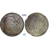 5 марок 1906 г. Баден. Германия. NGC MS 64. 50 лет свадьбе Фридриха I и Луизы Прусской. Серебро. КМ# 277