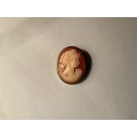 Брошь Кулон Антикварная Камея на ракушке Серебро Германия Антик