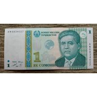 Werty71 Таджикистан 1 сомони 1999 UNC банкнота