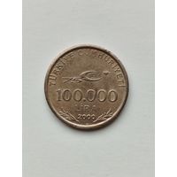 100.000 лир Турция. 75 лет республике.