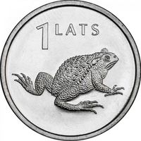 Латвия 1 лат, 2010 Лягушка UNC