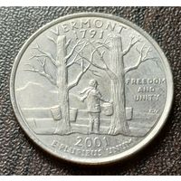 США квотер 2001   D   штата Вермонт   ( 1-4-7 )