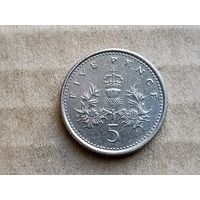 Великобритания 5 пенсов, 2001г. (D-107)