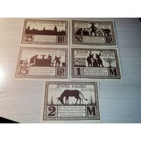 Нотгельды номиналом 25-50-75 пфениннгов, 1 и 2 марки , 1921 года, Падерборн, Германия.