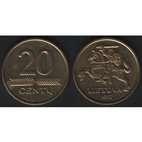 Литва km107 20 центов 1997 год (посл.год)(тип A) (_4