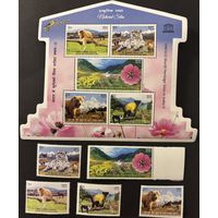 Марки Индия 2020 Фауна. Охрана природы. Всемирное наследие ЮНЕСКО полный комплект из блока и 5 марок