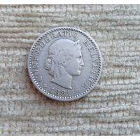 Werty71 Швейцария 20 раппенов 1881 рапп
