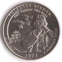 25 центов 2021 г. Парк=56 Национальный историческое Место Пилоты из Таскиги Алабама Двор D _UNC