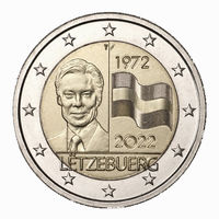 2 евро Люксембург 2022, флаг Люксембурга, UNC из ролла