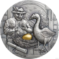 Палау 10 долларов 2020г. "Гусыня, несущая золотые яйца. Басни и пословицы". Монета в капсуле; подарочном футляре; номерной сертификат; коробка. СЕРЕБРО 62,20гр.(2 oz).