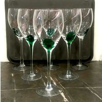 Бокалы LUMINARC DRIP GREEN * Фужеры * Франция * объём 350 мл * высота 23 см * диаметр 8 см * 6 штук * как Новые