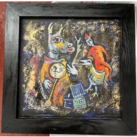 Панно на картоне масло акрил