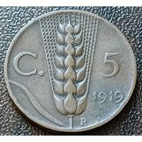 Италия 5 чентезимо, 1919    ( 2-1-4 )