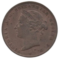 Бейливик Джерси. 1/24 шиллинга 1877 Н. Королева Виктория. Нечастая (336000 шт.).