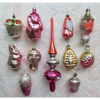 Елочные игрушки на реставрацию. Стекло, СССР, одним лотом