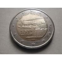 2 ЕВРО, МАЛЬТА (100 лет первому авиаполёту с Мальты) UNC тираж 300 000