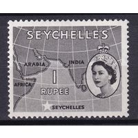 114.BrKSe. Великобритания. Колонии. Сейшельские острова. Елизавета II. Местные мотивы. 1R. 1954 г. Mi.#184. MNH.