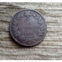 Werty71 Италия 5 чентезимо 1861 N Неаполь