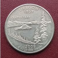 США. Квотер (25 центов) "Р". Штат Орегон. 2005 год.