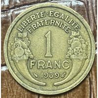 Монета 1 франк. Марианна. 1939 год, Франция.