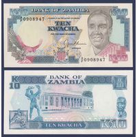 Замбия, 10 квача 1989 - 1991 г., P-31b (AF, президент Кеннет Каунда, здание верховного суда в Лусаке), UNC