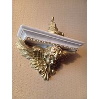 - 2 шт КРОНШТЕЙНЫ-АНГЕЛ 30х19х10 и 2 шт НАВЕРШИЕ КОЛОКОЛЬЧИК 11х11 см гипс зеркальное-золото.