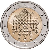 2 евро 2024 Литва Соломенные сады UNC из ролла