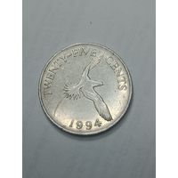 Бермудские острова 25 центов 1994 года .