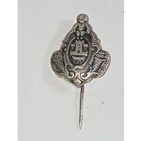 Литовский значек Клайпеда 1930 года . Латунь покрытая серебром .